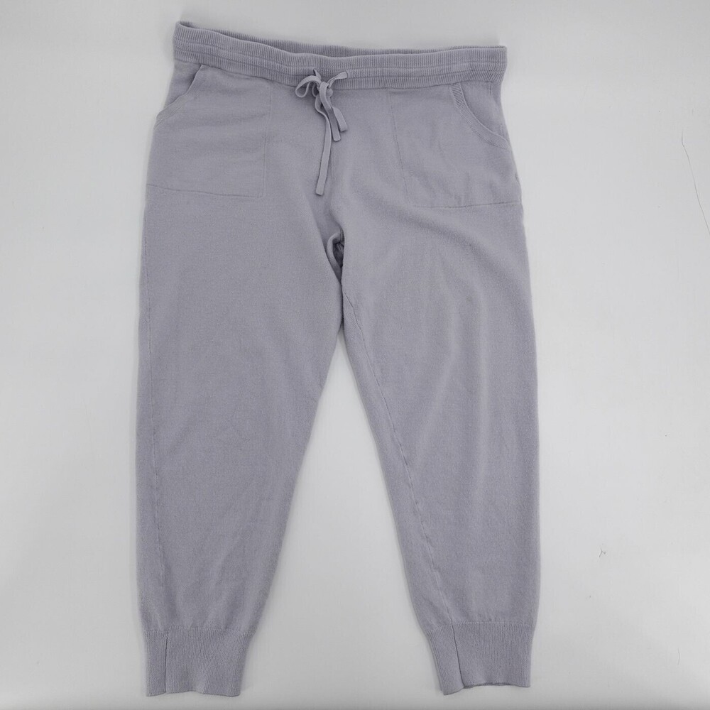 St. John Pants Womens Medium Lilac Joggers Drawstring Knit Wool Blend Tapered